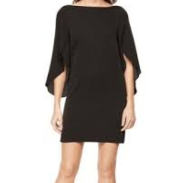 Milly | Silk Stretchy Black Mini Dress with Butterfly Sleeves Size 14 - Picture 3 of 11